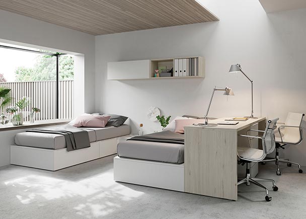 Habitación juvenil con mueble compacto abatible autoportable